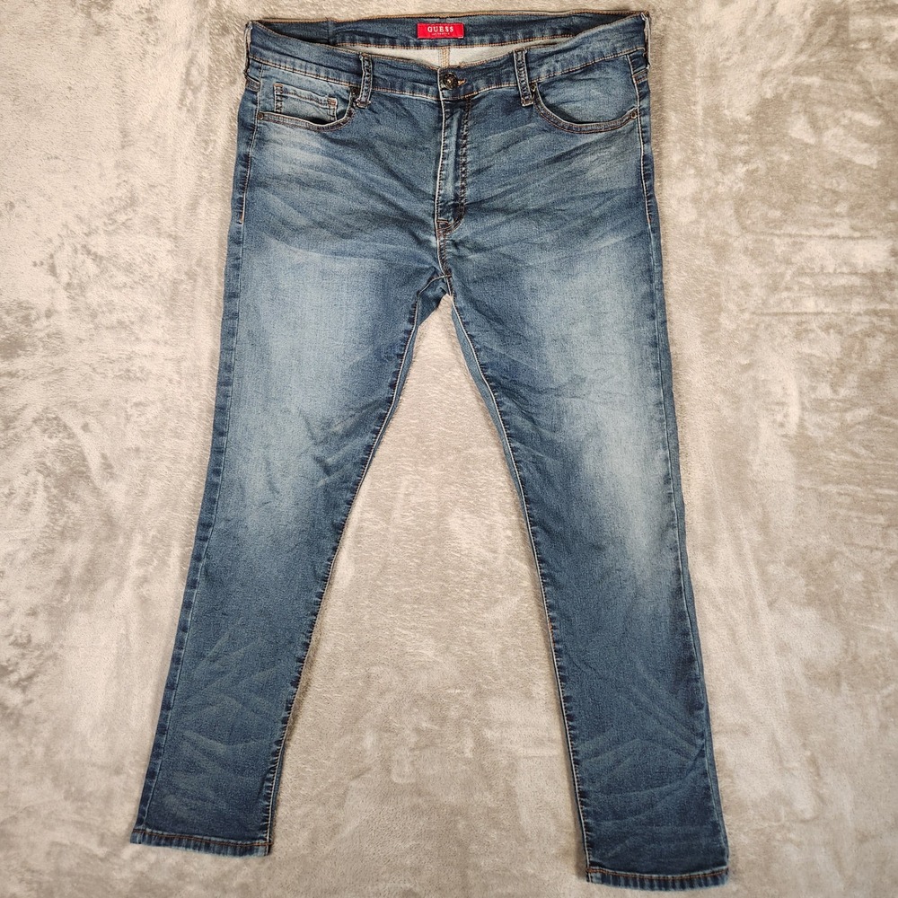 Guess Jeans Mens 36x30 Blue Excellent Slim Fit Medium Wash X8014530335